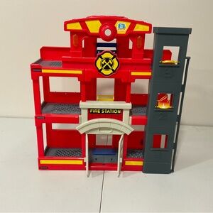 Fire Station Playset - Red and Gray